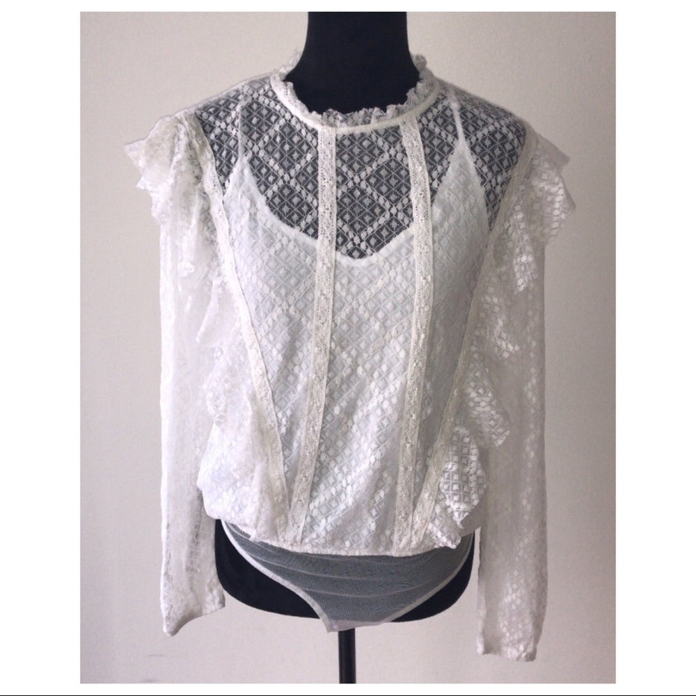 FREE PEOPLE LACE LONG SLEEVE BODYSUIT - Picture 3 of 8